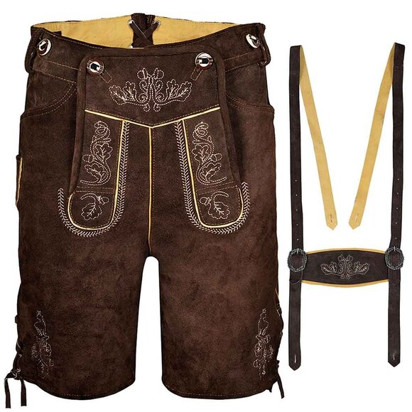 Men Lederhosen Vintage Authentic Lederhosen Genuine Suede Octoberfest Costumes - Picture 3 of 6